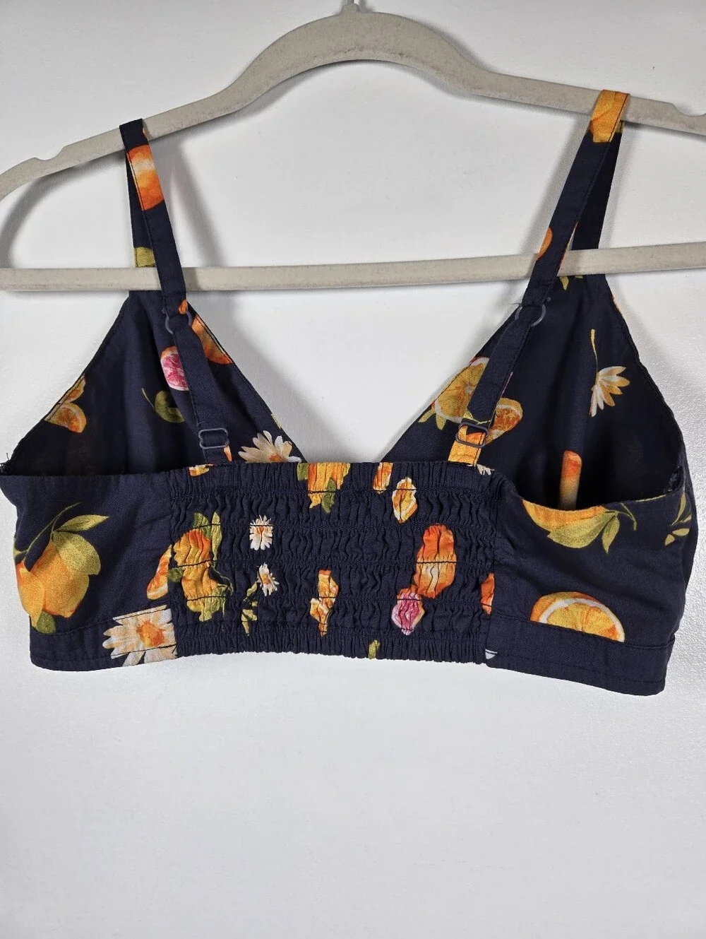 Old Navy Classic Woven Citrus Floral Navy 2pc Pajama Set Bralette Shorts S-M
